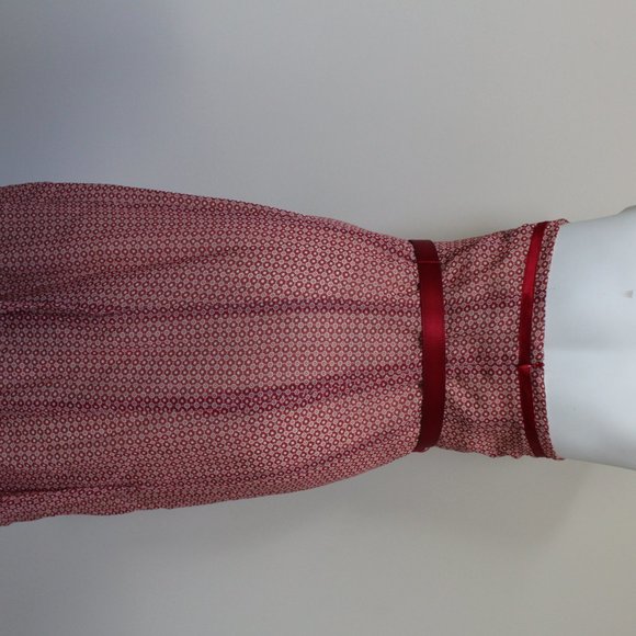 Moda International Red Cream Pattern Belted Dress - Picture 3 of 6